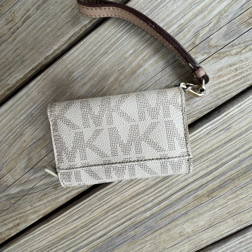 Michael Kors Wallet/Phone Case Wristlet, Cream/Brown
